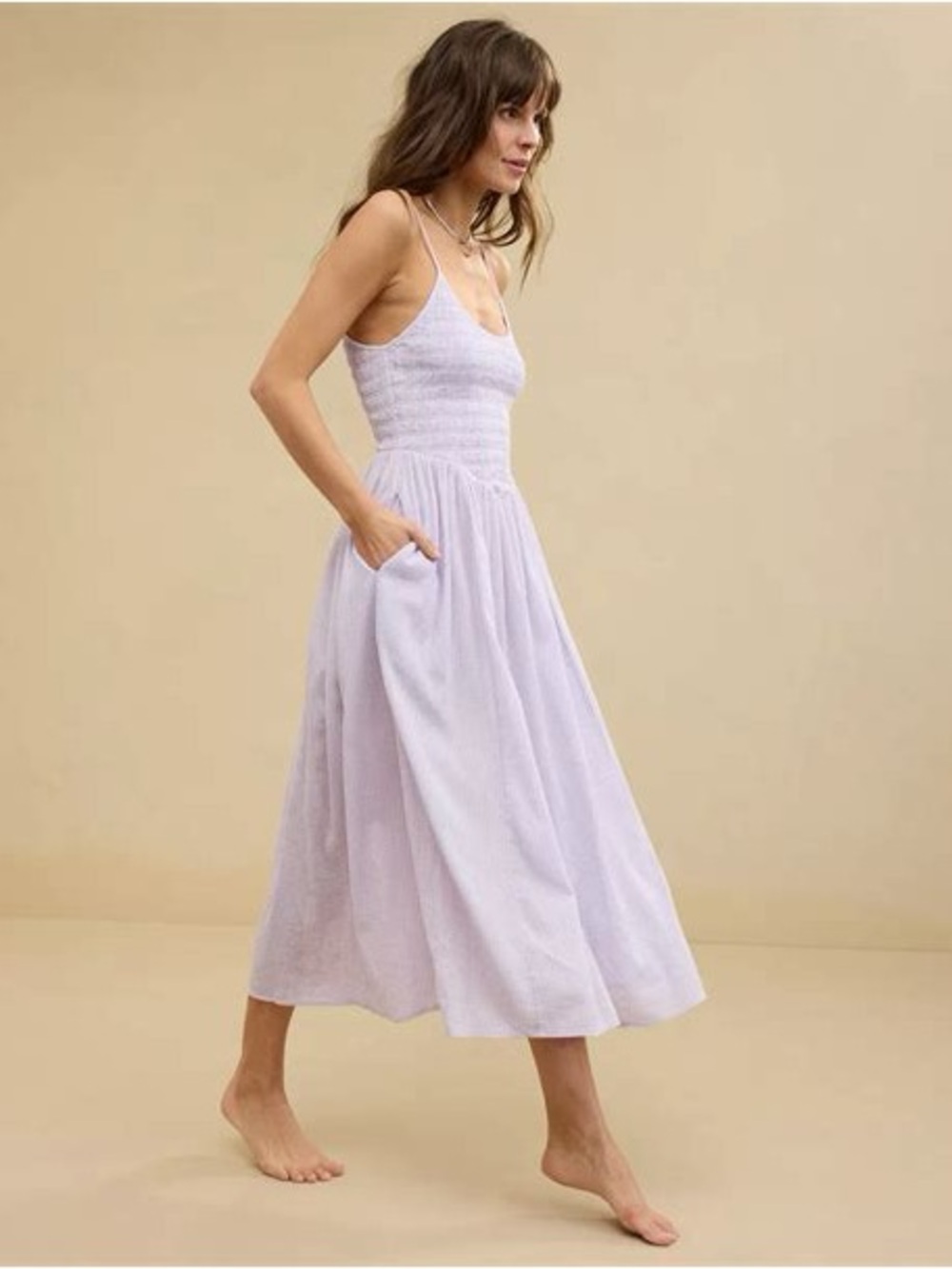 Aerie At the Barre lavender gingham dress
